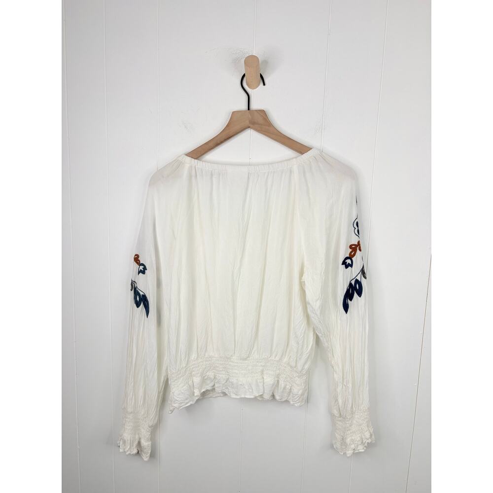 Shyanne Challis Embroidered Top Size Large White Long Sleeve Blouse - Picture 9 of 11